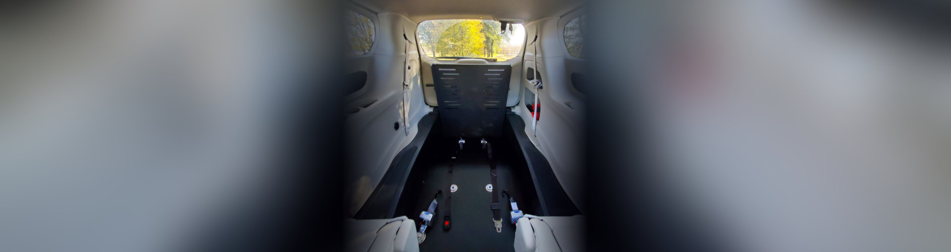 Interior of van that can transport wheelchair-sitted patient